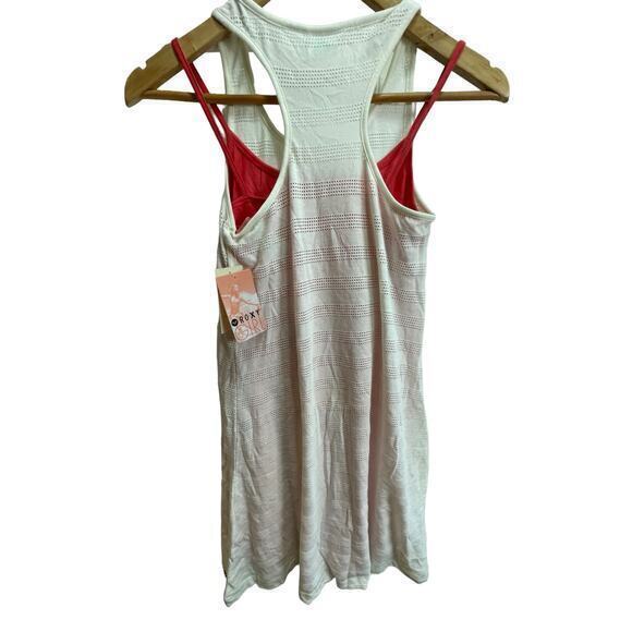 NWT ROXY Big Girls' Tea Time Dress White Crochet Top Dress & Coral‎ Tank Under - Picture 11 of 13
